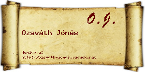 Ozsváth Jónás névjegykártya